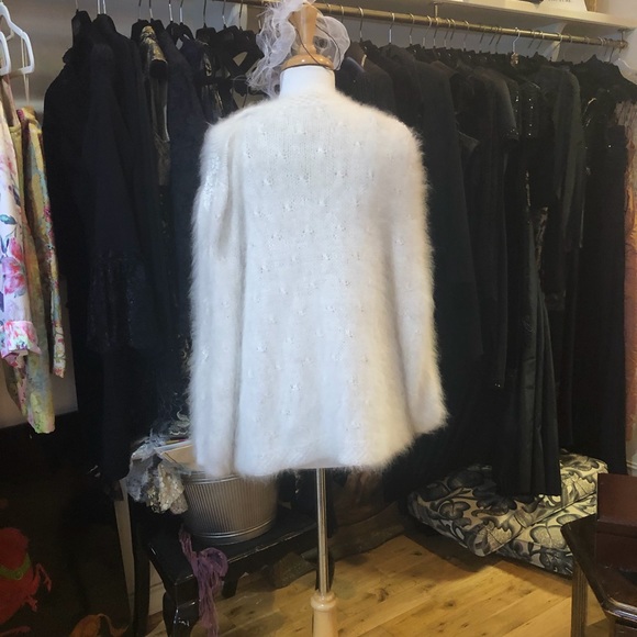 White angora rabbit tank top and cardigan. - Picture 5 of 7